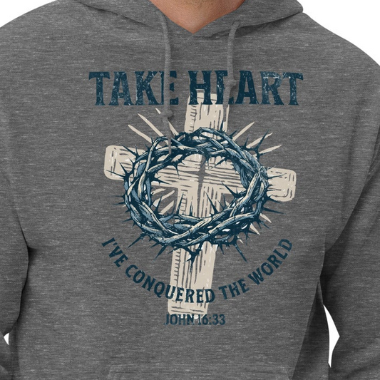 Take Heart I have Conquered the World-Christian Unisex Hoodie