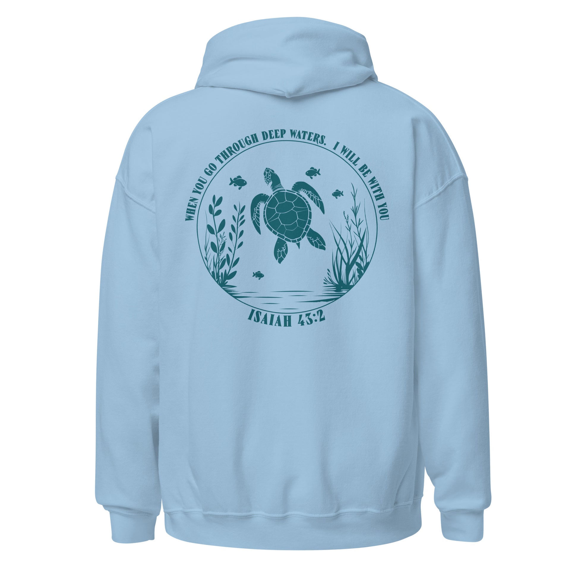 Christian Turtle Hoodie, Bible Verse Hoodie, Ocean Faith Hoodie, Isaiah 43:2 Hoodie