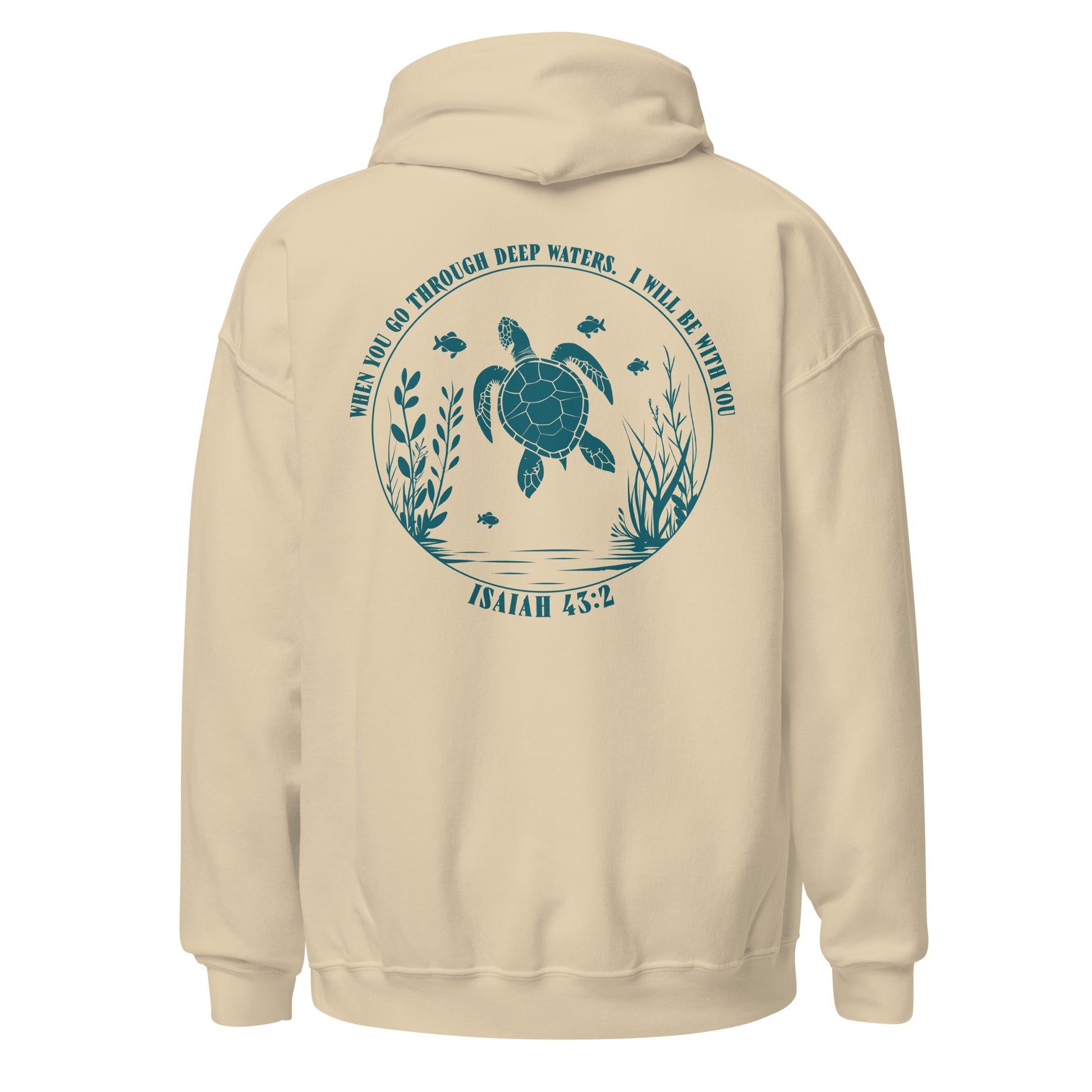 Christian Turtle Hoodie, Bible Verse Hoodie, Ocean Faith Hoodie, Isaiah 43:2 Hoodie