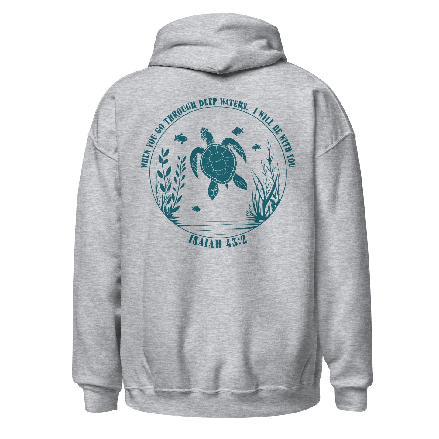 Christian Turtle Hoodie, Bible Verse Hoodie, Ocean Faith Hoodie, Isaiah 43:2 Hoodie
