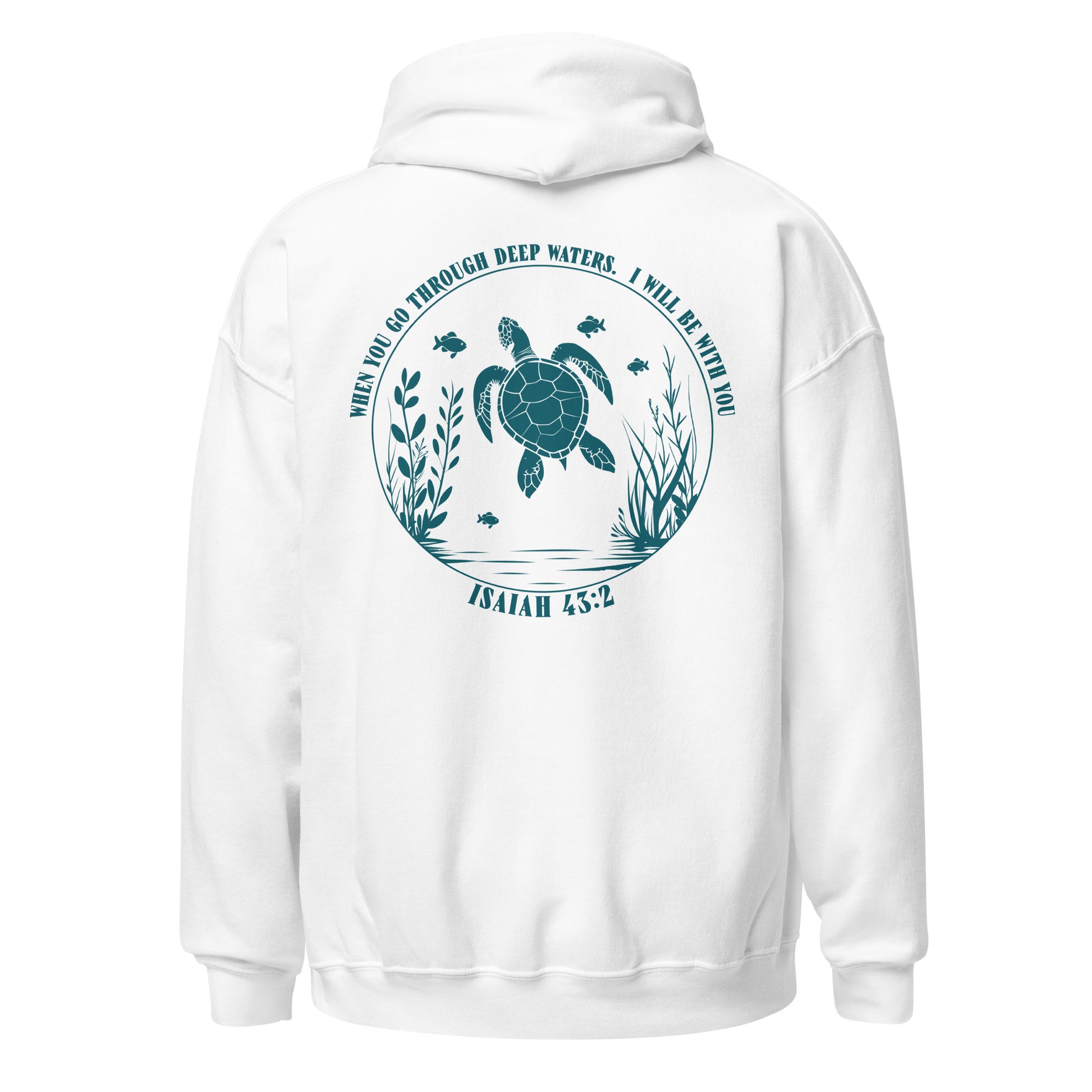 Christian Turtle Hoodie, Bible Verse Hoodie, Ocean Faith Hoodie, Isaiah 43:2 Hoodie